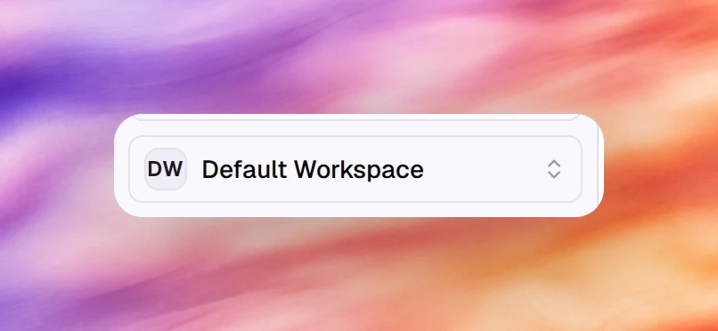 The Switch workspace button at the bottom of the sidebar showing Default Workspace